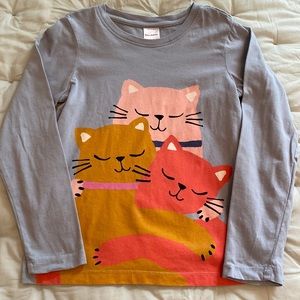 Hanna Andersson Long Sleeve Cat Graphic Tee Sz 8